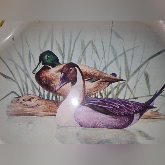 Vtg Metal Mallards Japan Small Tray Snack Plate - Picture 2 of 6
